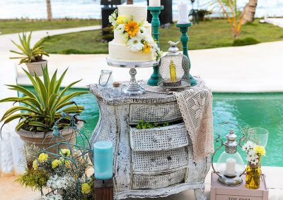 Colorful Caribbean wedding decoration elements